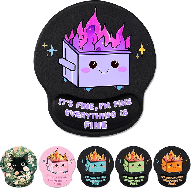 Hancynir Ergonomic Mouse Pad with Wrist Support, Cute Funny Gel Mouse Pads Wrist Rest, Dumpster on Fire Comfortable Computer Mousepad for Gaming Laptop Work Home Desk Accessories Office Supplies Decor - Image 1
